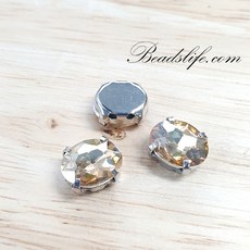 타원글라스 캡보석 백금도금, 10*14mm(15개), 샴페인, 1개