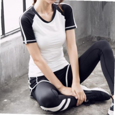 여자 긴팔 래쉬가드상의 물놀이 요가복