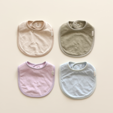 A Prime Standard 아기 유아 B급 테리 턱받이 Soft Touch, 1세트, 4개입, 베이지, 카키, 블루, 보라 1세트, 4개입, 베이지, 카키, 블루, 보라