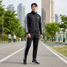 아디다스 3S 트리콧 레귤러핏 트랙 남성 트레이닝 자켓 No.1815108