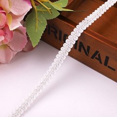 레이스 면 천 원단 12mm 트리밍 리본 폴리 에스테르 지네 꼰 바느질 의류 곡선 diy 공예 웨딩 장식 5 야드, 하얀, 2야드, 1개