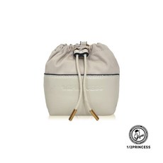 1/2Princess精品館 甩紋牛皮奶霜泡芙萬用小水桶A1028，精選牛皮材質，時尚甩紋設計，奶霜色系，展現優雅氣質, 米白, 1個