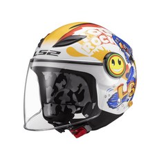 安信騎士 LS2 OF602 FUNNY 海豹 彩繪 兒童 半罩安全帽 3/4罩 輕量 透氣 舒適, 白藍,L, 1個