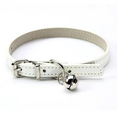 조절 벨이 애완동물 목줄 가죽 강아지 고양이 흰색 빨간색, 1개, 7. white