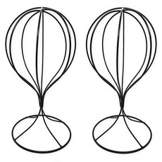 (아우풀) 아이언 모자 스탠드 모자 걸이 가발 스탠드 경량 세련된 (블랙 2 개 세트)