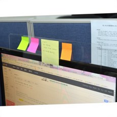 모니터 측면 부착 투명 아크릴 메모보드 사무용메모보드, 블랙