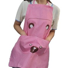 에이프런 스트라이프 유아용 포켓 앞치마 핑크 쏙템