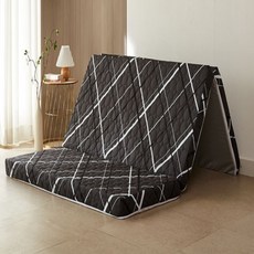 [로지프로] 3단 접이식 매트리스 차콜 퀸 150x195x9cm 토퍼매트리스 원룸매트리스 바닥매트리스