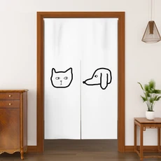 노렌 도어 커튼 주방 웨이브 패턴 이자카야 데코 도어웨이 입구 린넨, 70x120cm, 옵션 1, CLX01012