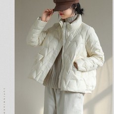 白鴨絨短款輕薄羽絨服寬鬆款立領冬季小個子時尚外套羽絨服女輕薄