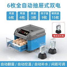 110V全自動蘆丁孵化機，小雞鴨鵝多用孵蛋器，智能恆溫均勻受熱，家用小型孵化箱, 1個, 6枚全自動（雙電+溫度+天數）
