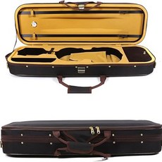 바이올린 캔버스 상자 4/4 풀 사이즈 나무 직사각형 튼튼한 어깨 스트랩 여행용 활 브래킷 2, YELLOW