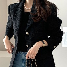 텐미닛스타일 프렌치 페미닌룩 트위드 페이머 하프자켓 (2color)