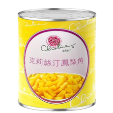 Christine 克莉絲汀 糖水鳳梨角 罐裝鳳梨切片 烘焙點心 披薩飲品食材, 1個, 3.06kg