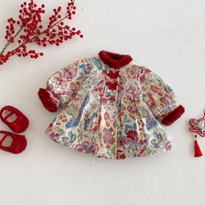 女童提花連衣裙2025新款冬季兒童夾棉中國風裙子寶寶加厚公主裙潮