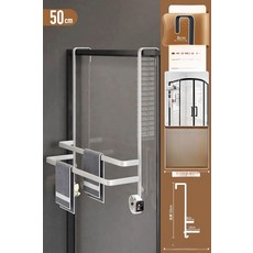 욕실 도어 수건걸이 타월 행주 거치대 선반 정리대, 1개, 실버 더블봉 50cm 7자형 B