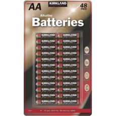 Kirkland Signature AA鹼性電池 持久電力 適用於多種設備 經濟實惠, 48個裝, 1個