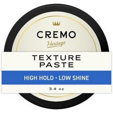 Cremo 프리미엄 이발소 등급 헤어 스타일링 샤인 포마드 높은 고정력 및 광택 118.3ml(4온스), Styling Texture Paste (3.4 Oz)