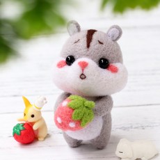 치프몰 양모펠트 DIY 패키지 세트, 126_분홍 딸기 햄스터, 1개