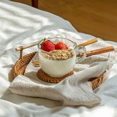 요거트 물컵 홈카페 열견디는 커피컵 핸들 손잡이 내열유리 그립 54132PC 1(pc), 투명 450ml