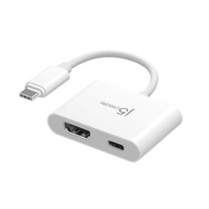 J5create PD 충전 포트가 있는 2-in-1 USB-C to 4K HDMI 어댑터 UHD 비디오 지원 디스플레이 중 충전 맥북 아이패드 스마트폰 노트북 스팀