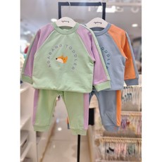 아가방[동아쇼핑점] 빠른선택 50%할인@사계절 봄 유아 공용@/외출복 등원복 일상복 상하복/얇고 부드러워 열많은 우리애기도딱~ 활동하기편한 사랑스런/ 핀배색맨투맨상하