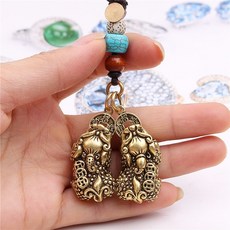 Pixiu 순수 황동 열쇠 고리 자동차 펜던트 남성과 여성을위한 장난감 선물 커플 선물 크리 에이 티브 수제 장식, F