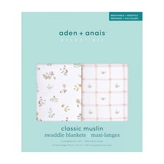 aden + anais essentials (에덴 앤 네이에센셜즈) [일본 정품] 출산 축하 베이비 기프트 모슬린스 와들 2매입 신생아 밤울 대책 country floral