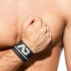 ADDICTED 雙色條紋運動手環 多彩健身吸汗手圈 派對夜店必備 彩虹驕傲遊行 路跑跑步 AC152, 石磨灰, 1個