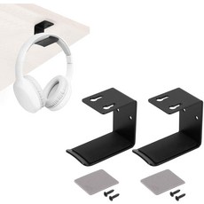 하핑턴 2pcs 헤드폰 홀더 스탠드 알루미늄 헤드셋 후크 클립 침실 스터디 도서관 사무실용 테이프 및 나사 포함 책상 걸이 아래 검은색, Black