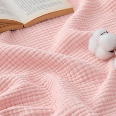 BEDSURE 100 모슬린 담요 사이즈 침대용 108 여름 274 거즈 경량 담요 베이지 6CM 리넨 4겹 얇고 부드러운 90인치 통기성 228, 담요 XL(50 x 70인치), 06 Pink