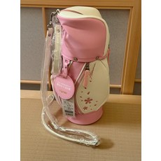 高爾夫球包 櫻花限定款 粉色斜挎 PU 肩帶可調節, 如圖所示