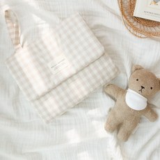 헬로미니미 휴대용 기저귀 패드 매트 파우치 7종, 체크 아이보리