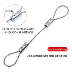 조절 가능 1.5/2/3/4mm 강철 와이어 줄 케이블 304 스테인리스 스틸 로프 사진 걸이용 서스펜션 키트, 02 3mm, 04 0.5M