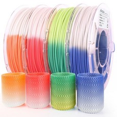 아몰렌 PLA 3D 프린터 필라멘트 필라멘트 1.75mm 실크 번들 금 은 청동 적동 프린팅 200gX 4 스풀, 온도 색상 변화 초록/파랑/빨강/오렌지