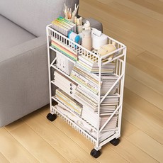블렌드 이동식 철제 북 트롤리, 6단, 화이트