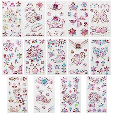 30 Sheets Rhinestones Stickers Self-Adhesive Craft Jewels and Gems Sticker for DIY Crafts Scrapb, 14장 라인스톤 스티커