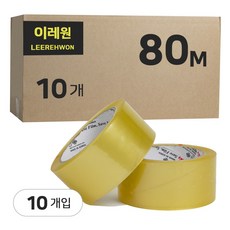 이레원 투명 박스테이프 48mm x 80m 포장용 OPP, 10개
