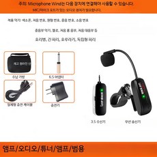공연용 무선 마이크 전문가용 2채널 블루투스 강의 교회 녹음 방송용 음향장비 휴대용, 클립 호리병 악기 1년 교체, 단일 모델