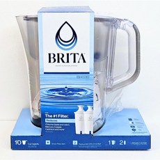 Brita Champlain 濾水壺 10杯2.4L 含2個8週白色圓形濾心 有濾芯更換指示燈, 1個, 1水壺含2芯-2024包裝內容物相同, 白色