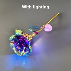 LED 발렌타인 데이 호일 웨딩 인공 에이 조명 선물 도금 크리 장식 티브 장미 24K, E, 1개