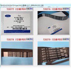 Ford 汽車皮帶 BM5Q 6C301DA 6PK1555 適用於 KUGA 1.6T (2013-2017)