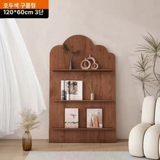 매거진 거치대 학교 전시대 철제 선반 서점 진열대 신문, 1단, 120x60 월넛 구름형