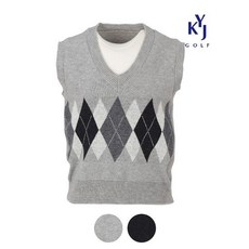 김영주골프가을겨울 클래식 아가일 니트 베스트 브이넥 여성 골프 조끼 KPFLVE85 212751