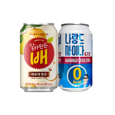 해태 갈아만든 배 나랑드 사이다 3캔씩 뚱캔 340ml 345ml x 6캔