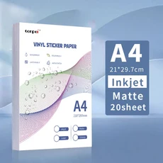 잉크젯 프린터용 자체 접착 비닐 스티커 용지 방수 찢어짐 방지 긁힘 라벨 도매 A4, 02 Matte 20 sheets