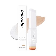 스킨 케어 포뮬러가 있는 컬러 체인지 크림 파운데이션 스틱 - 미디엄에서 풀 커버리지 듀이 & 글로시 마감 심리스 블렌드를 위한 탈착식 브러시가 듀얼 엔드 (#3 내추럴), #3 천연