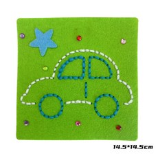 嗨購 兒童手工毛氈布縫縫樂戳戳樂吊飾餐墊玩具益智手腳協調縫線材料包, 汽車, 1個