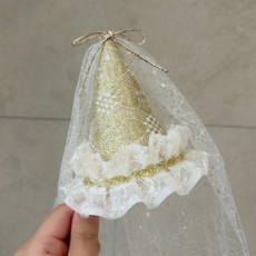 이니디어 생일파티 베일 고깔 머리핀, 1개, 골드
