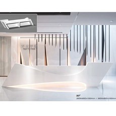 吧臺收銀臺現代簡約全白烤漆美容院櫃臺烤漆帶燈前臺亮光接待臺 DVIP, 2800*800*1050, 1個